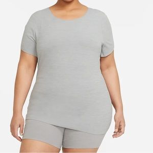 Nike Yoga Luxe Short Sleeve Top Gray 1X